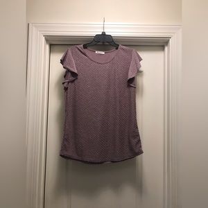 New BomBom Lavender Dotted Swiss Ruffle Sleeve Top